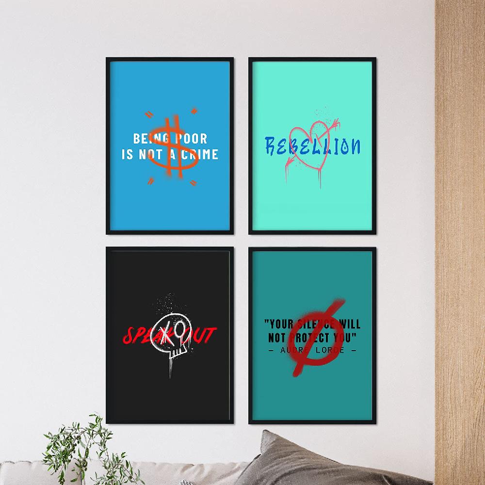 Nacnic Pack Lámina Rebelde Con Ilustraciones De Graffiti Minimalistas Y Coloridas