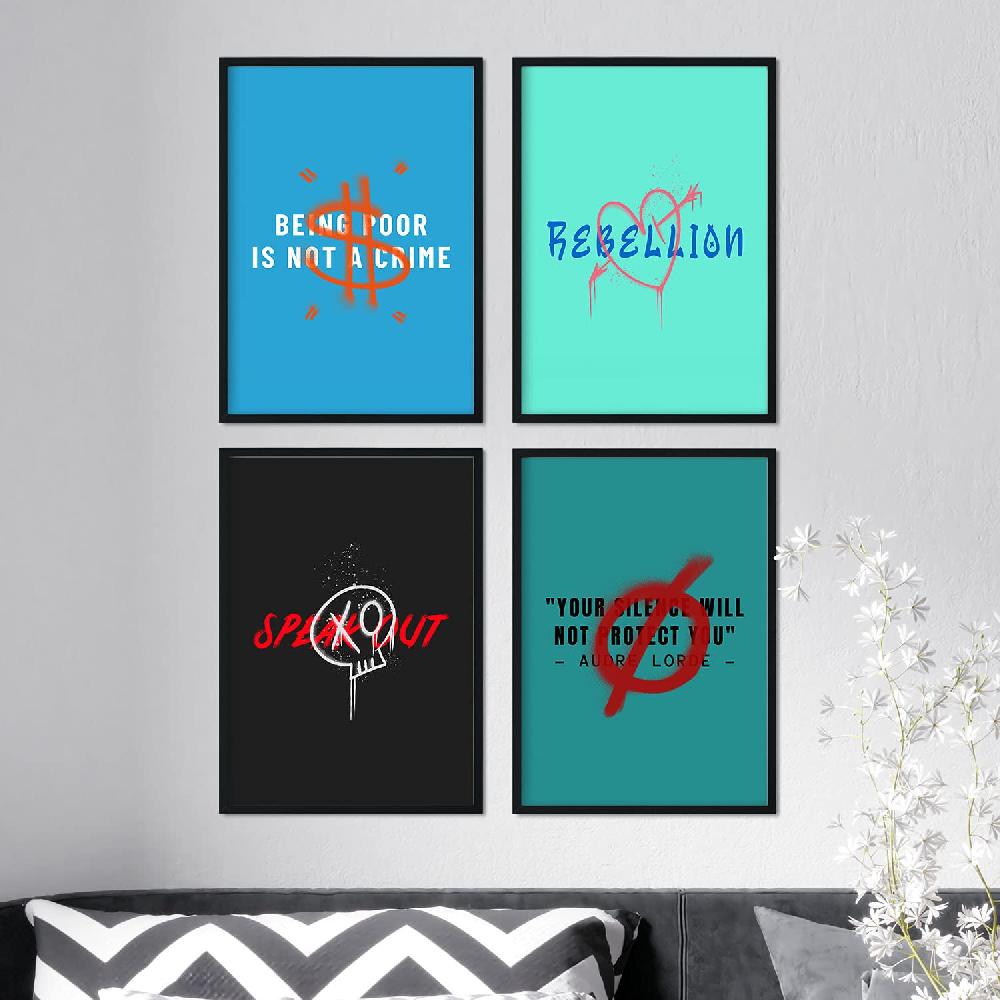 Nacnic Pack Lámina Rebelde Con Ilustraciones De Graffiti Minimalistas Y Coloridas