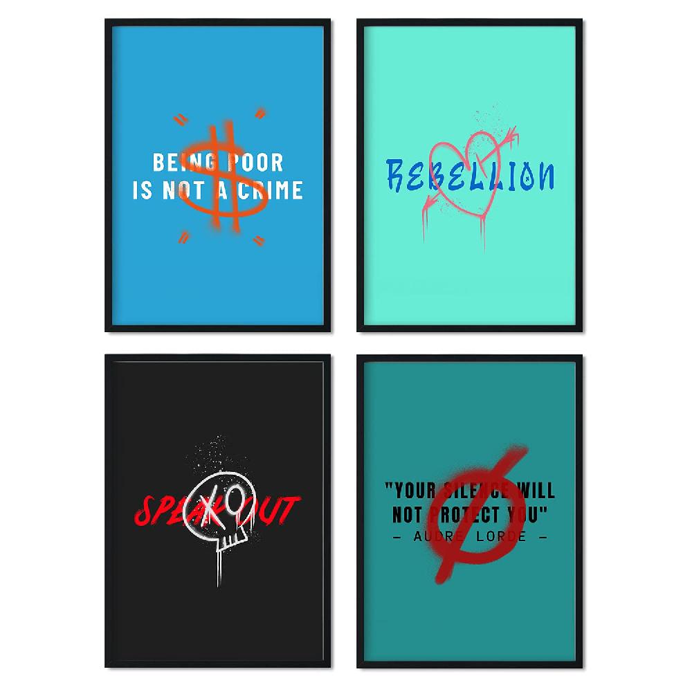 nacnic Pack Lámina Rebelde con Ilustraciones de Graffiti Minimalistas y Coloridas