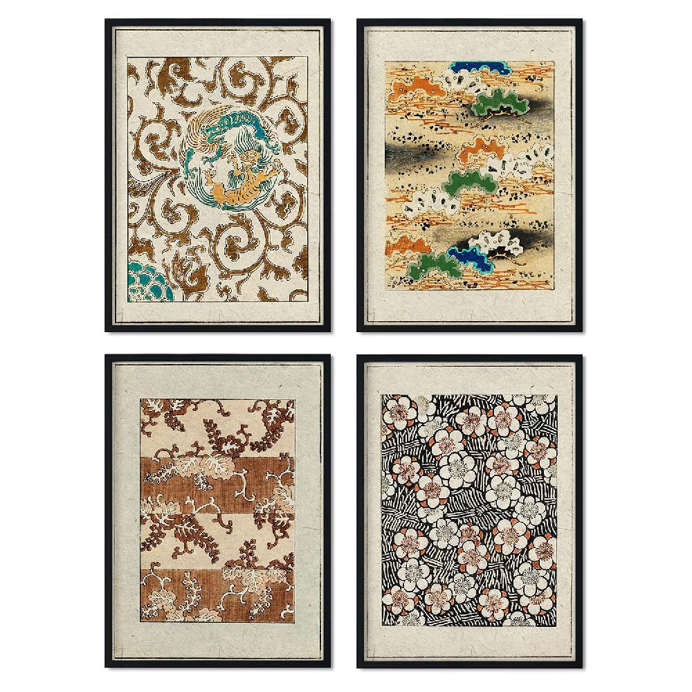 nacnic Pack Láminas Vintage Japonesas en Tonos Marrones