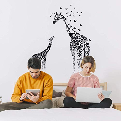 Nacnic Pegatina De Pared Adhesiva De Girafa Con Mariposas - Vinilo Decorativo Para Oficinas Y Estudios