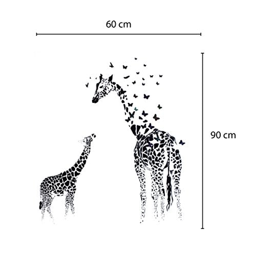 Nacnic Pegatina De Pared Adhesiva De Girafa Con Mariposas - Vinilo Decorativo Para Oficinas Y Estudios