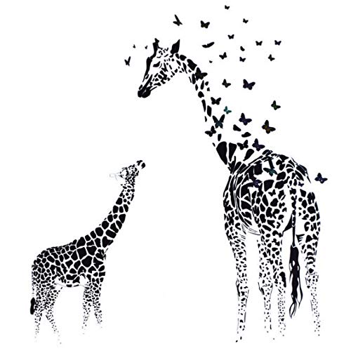 nacnic Pegatina de Pared Adhesiva de Girafa con Mariposas - Vinilo Decorativo para Oficinas y Estudios