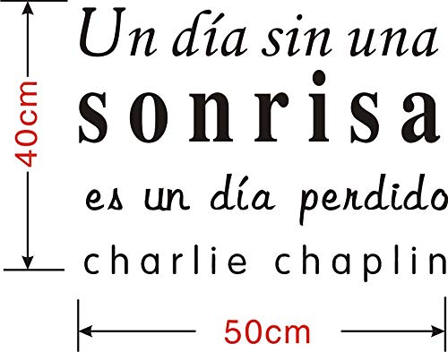 Nacnic Pegatina De Pared Decorativa UN DIA SIN UNA SONRISA ES UN DIA PERDIDO En Español Y Oficina