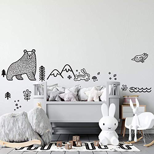 Nacnic Pegatina De Pared Estilo Nórdico Con Animales Geométricos Y Detalles De Bosque Para Niños Y Bebés