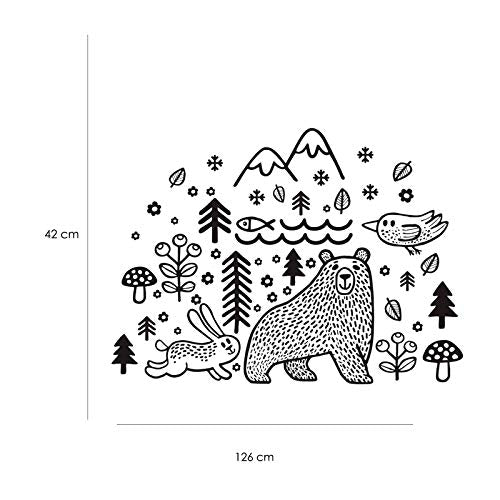 Nacnic Pegatina De Pared Estilo Nórdico Con Animales Geométricos Y Detalles De Bosque Para Niños Y Bebés