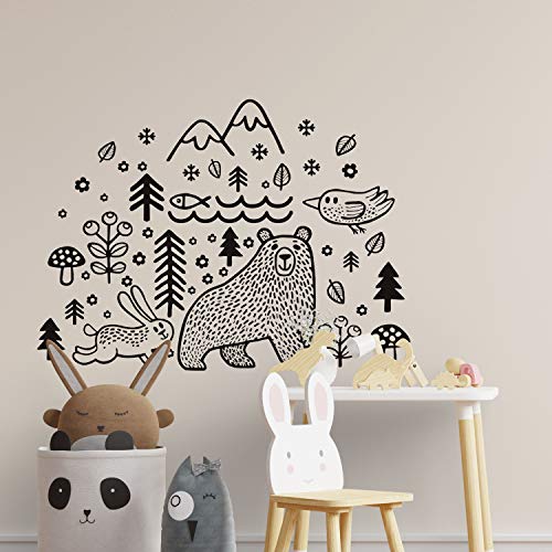 nacnic Pegatina de pared estilo nórdico con animales geométricos y detalles de bosque para niños y bebés