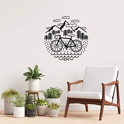 Nacnic Pegatina De Pared Estilo Nórdico Con Diseño De Aventura En Bici Y Montañas Geométricas