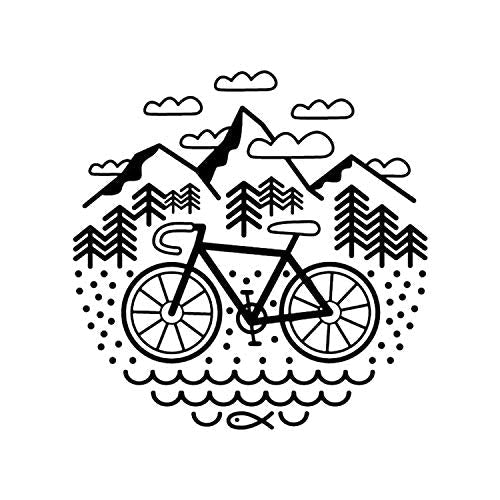 Nacnic Pegatina De Pared Estilo Nórdico Con Diseño De Aventura En Bici Y Montañas Geométricas