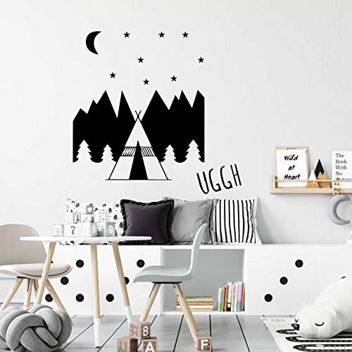 Nacnic Pegatina De Pared Estilo Nórdico Con Diseño De Tipi Montaña Y Bosque Nocturno Para Niños Y Bebés
