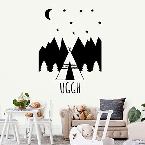 Nacnic Pegatina De Pared Estilo Nórdico Con Diseño De Tipi Montaña Y Bosque Nocturno Para Niños Y Bebés