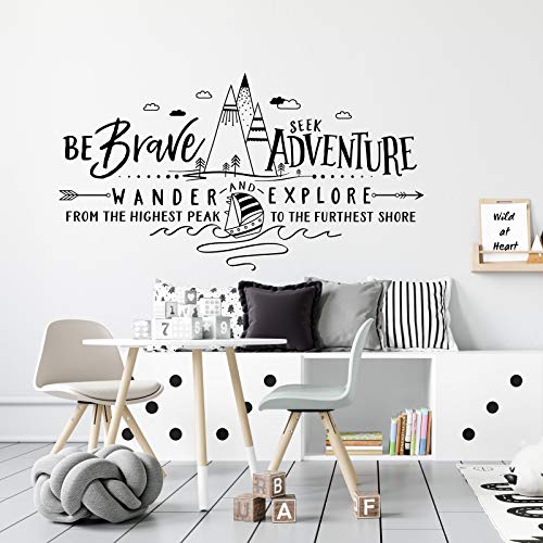Nacnic Pegatina De Pared Estilo Nórdico Con Frase Inspiradora Y Diseño Geométrico - Lámina Aventuras Salvajes