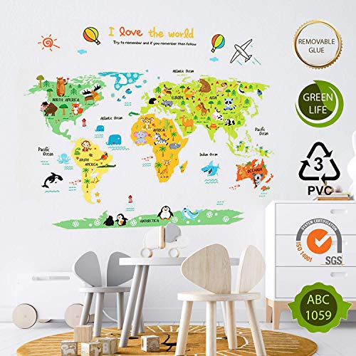 Nacnic Pegatina De Pared Mapa Mundi Infantil En Vinilo