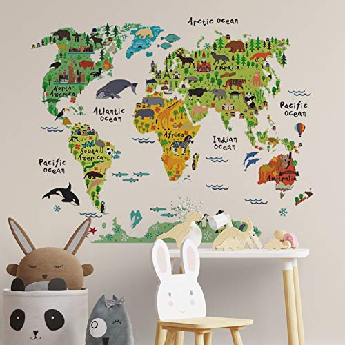nacnic Pegatina de Pared Mapa Mundi Infantil en Vinilo
