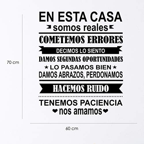 Nacnic Pegatina De Pared NORMAS DE LA CASA SOMOS REALES - Vinilo Decorativo En Español Y Oficina