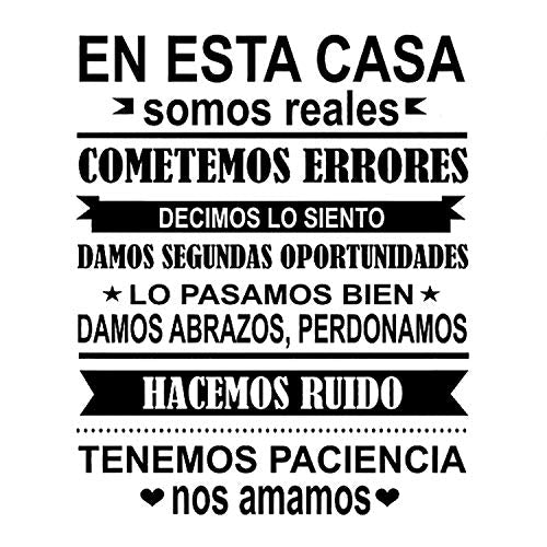 Nacnic Pegatina De Pared NORMAS DE LA CASA SOMOS REALES - Vinilo Decorativo En Español Y Oficina