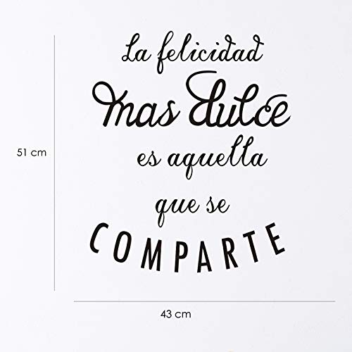 Nacnic Pegatina De Pared Vinilo Decorativo En Español - La Felicidad Más Dulce Es Aquella Que Se Comparte - Láminas Oficina Y Tiendas