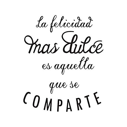 Nacnic Pegatina De Pared Vinilo Decorativo En Español - La Felicidad Más Dulce Es Aquella Que Se Comparte - Láminas Oficina Y Tiendas