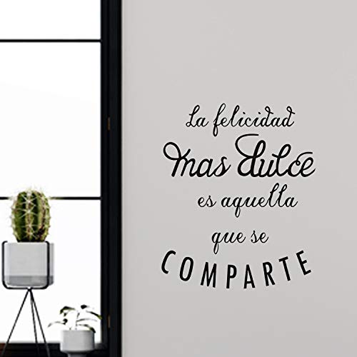 nacnic Pegatina de Pared Vinilo Decorativo en Español - La Felicidad Más Dulce es Aquella que se Comparte - Láminas Oficina y Tiendas