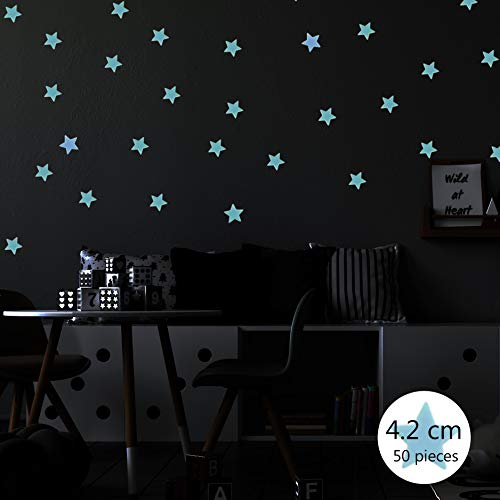 Nacnic Pegatinas De Pared 3D Estrellas Brillantes Azules Fluorescentes Para Habitación De Niño Y Niña