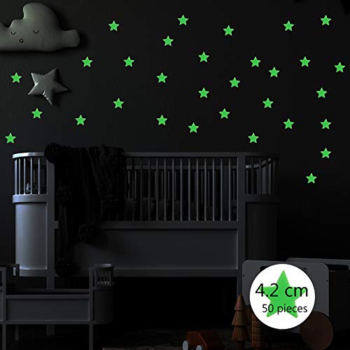 Nacnic Pegatinas De Pared 3D Estrellas Fluorescentes Amarillas - Láminas