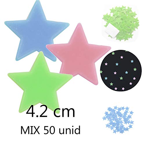 Nacnic Pegatinas De Pared Estrellas 3D Fluorescentes Mix Color