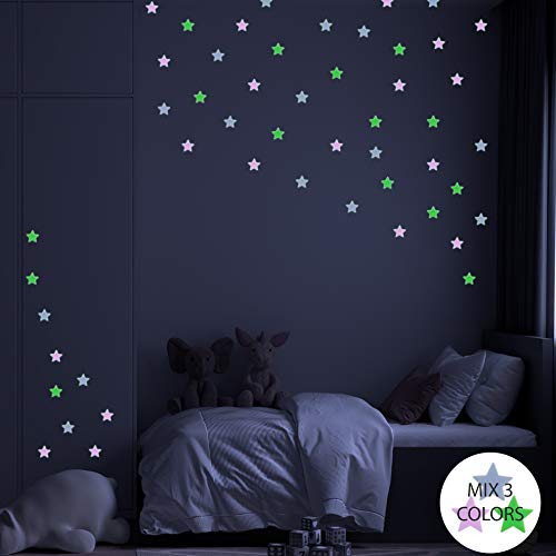 nacnic Pegatinas de Pared Estrellas 3D Fluorescentes Mix Color