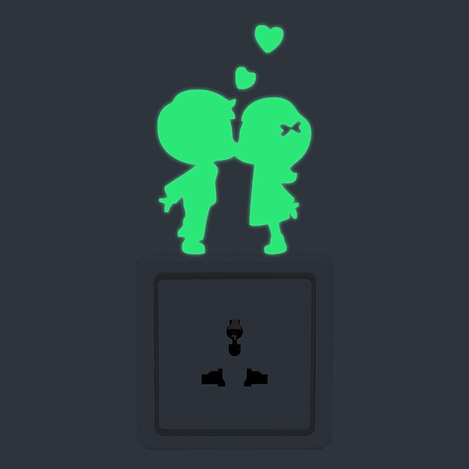 nacnic Pegatinas de pared fluorescentes de niños besándose para enchufe o interruptor