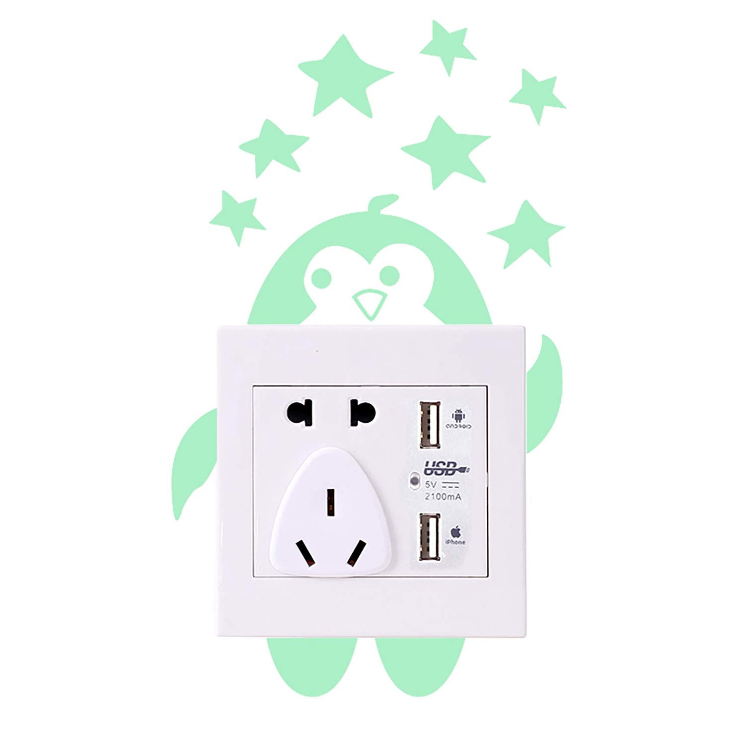 Nacnic Pegatinas Fluorescentes De Pinguino Para Enchufe O Interruptor