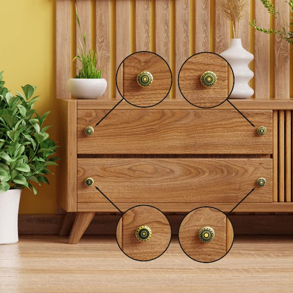 Nacnic Pomos De Cerámica Geométricos Amarillo Y Negro - Juego De 10