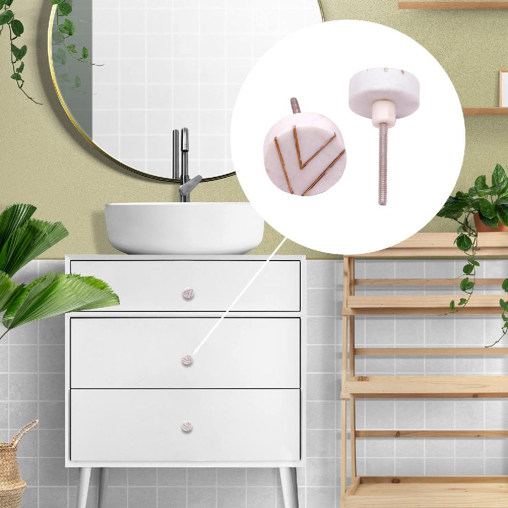 Nacnic Pomos Tiradores De Piedra Redondos Con V De Metal Dorado (Juego De 6)