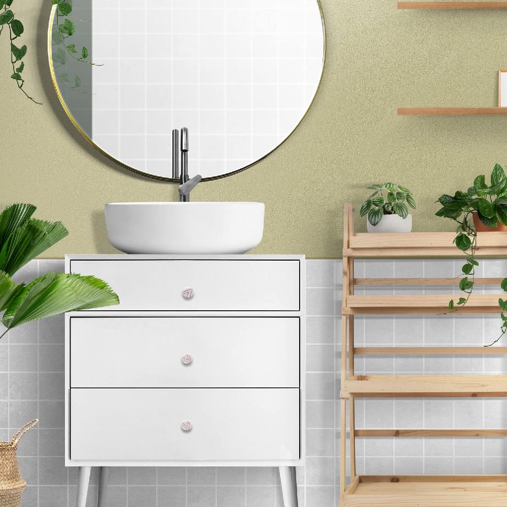 Nacnic Pomos Tiradores De Piedra Redondos Con V De Metal Dorado (Juego De 6)