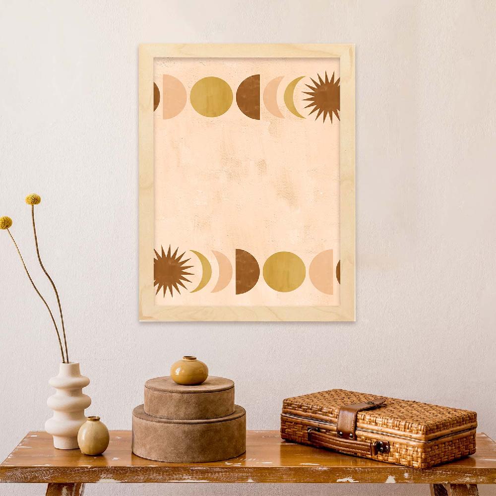 Nacnic Poster Abstracto De Soles Y Lunas Celestiales En Tonos Marrones