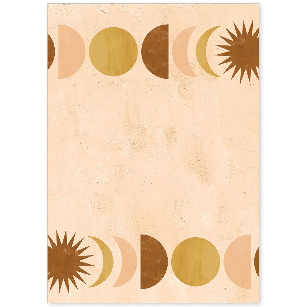 Nacnic Poster Abstracto De Soles Y Lunas Celestiales En Tonos Marrones