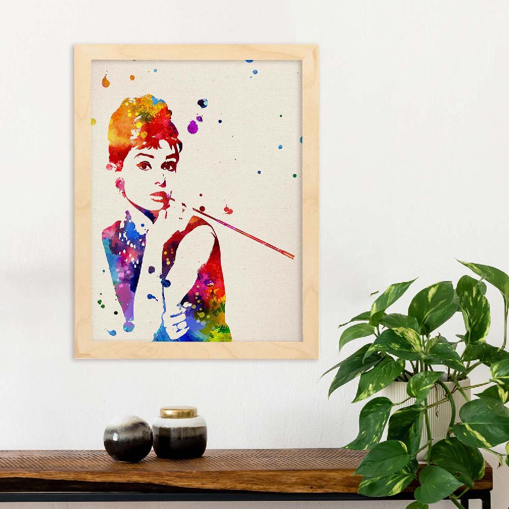 Nacnic Póster Acuarela Audrey Hepburn Películas Antiguas