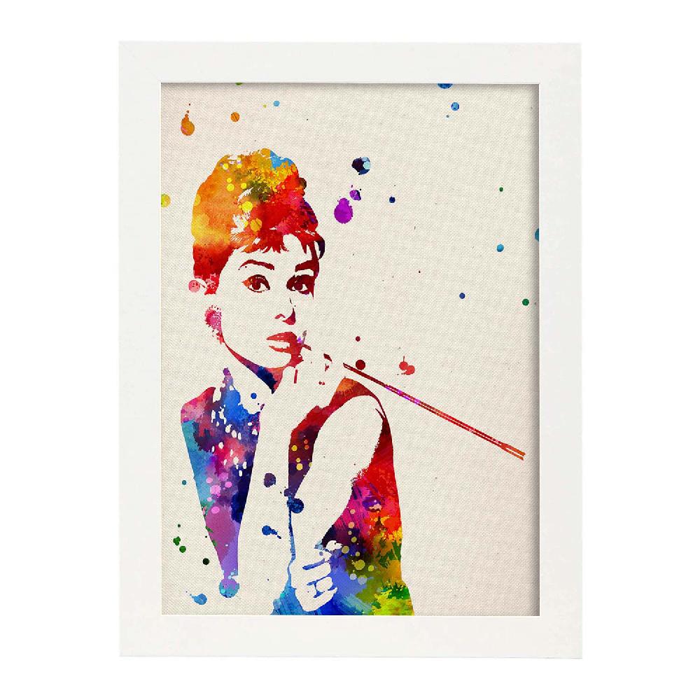 Nacnic Póster Acuarela Audrey Hepburn Películas Antiguas