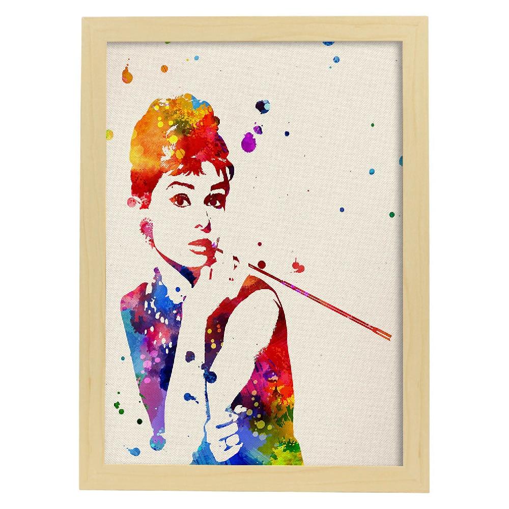 Nacnic Póster Acuarela Audrey Hepburn Películas Antiguas