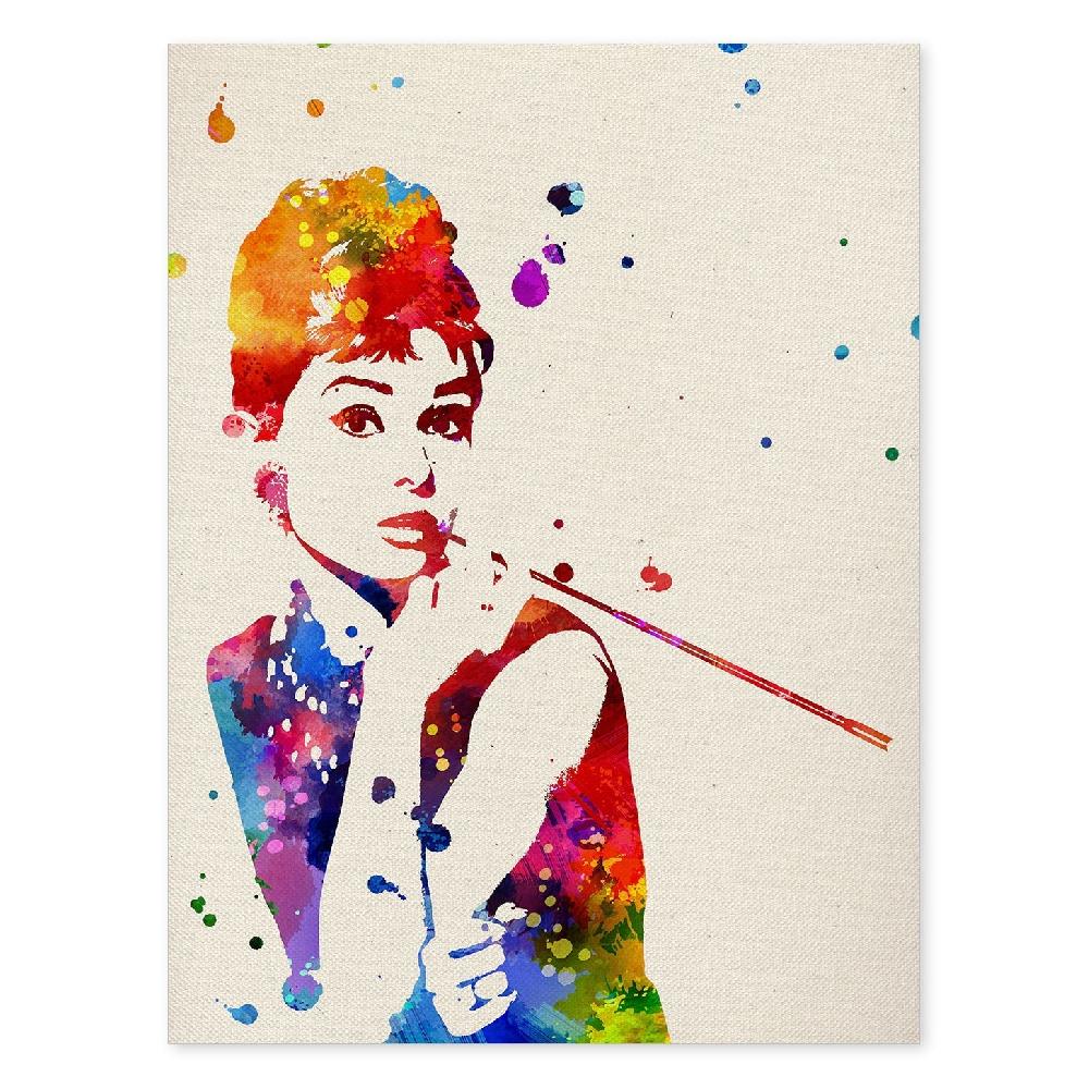 nacnic Póster Acuarela Audrey Hepburn Películas Antiguas