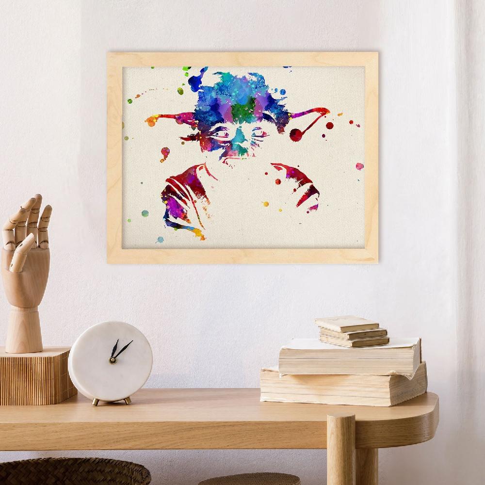 nacnic Poster acuarela de Yoda y películas antiguas