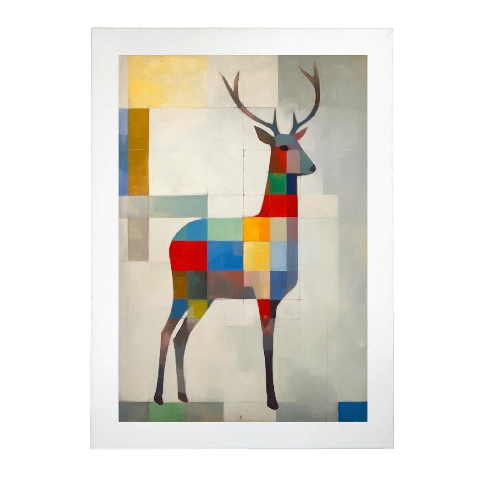 Nacnic Póster Ciervo Sci-fi Nueve Colores Piet Mondrian