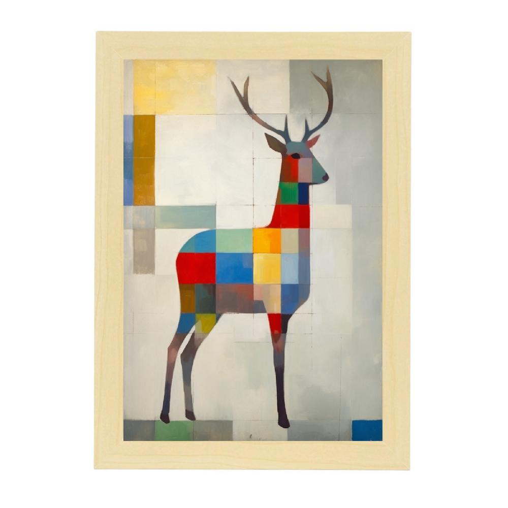 Nacnic Póster Ciervo Sci-fi Nueve Colores Piet Mondrian