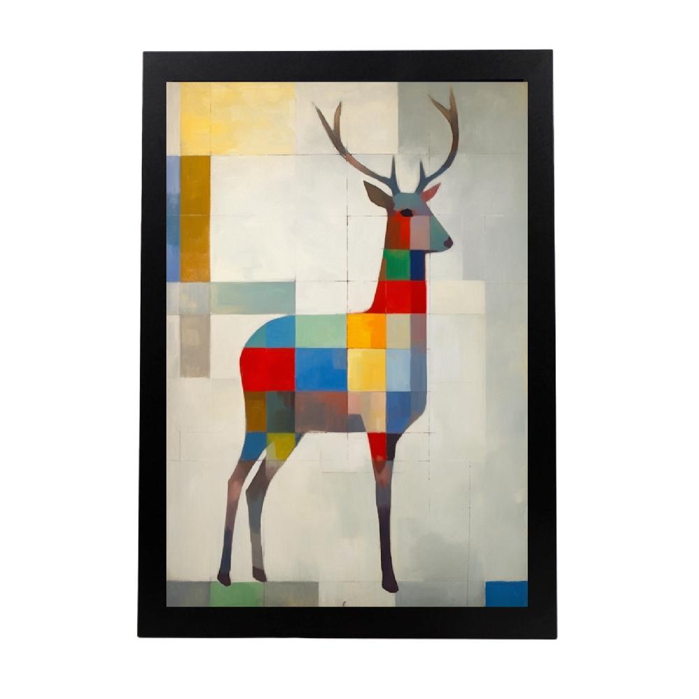 nacnic Póster Ciervo Sci-fi Nueve Colores Piet Mondrian