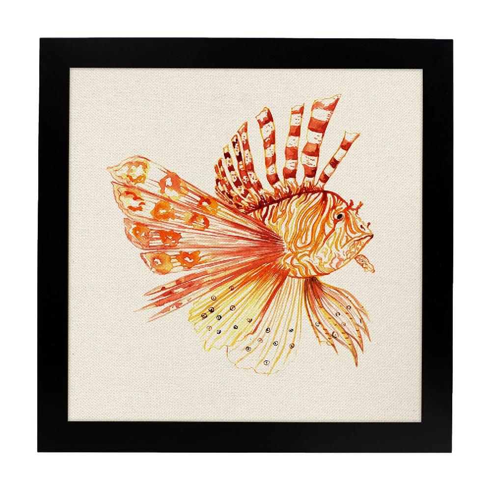 Nacnic Póster Cuadrado Ilustrado De Peces En Naranja