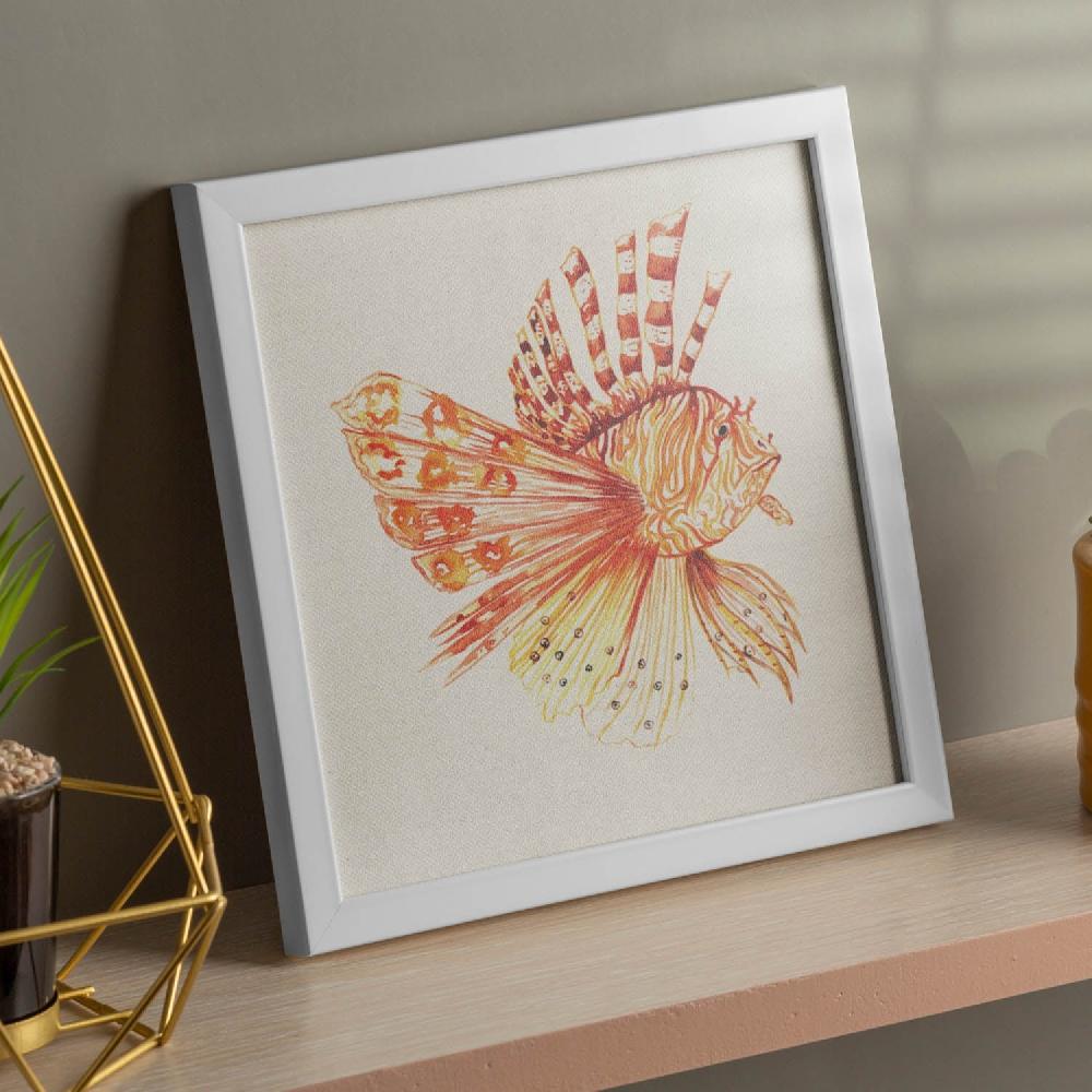 nacnic Póster cuadrado ilustrado de peces en naranja