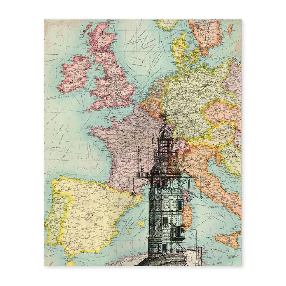 nacnic Póster de Faro en África con Imágenes Vintage