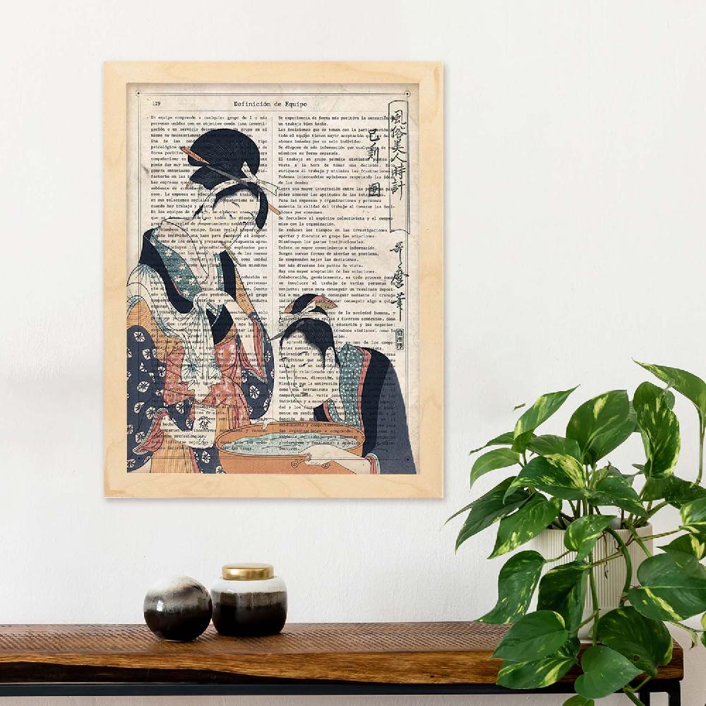 Nacnic Póster De Geisha Preparando Baño Con Diseños Japoneses