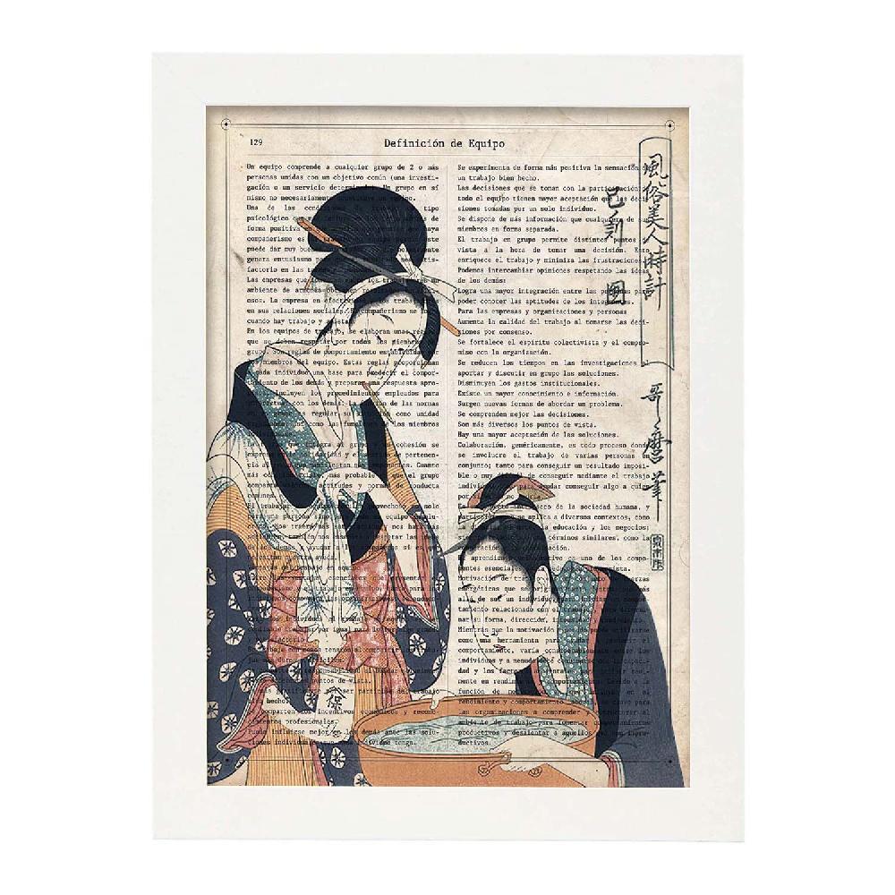 Nacnic Póster De Geisha Preparando Baño Con Diseños Japoneses