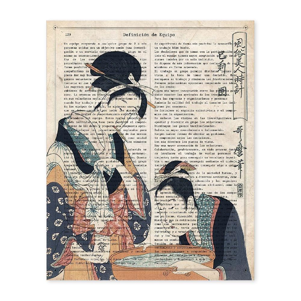 nacnic Póster de Geisha Preparando Baño con Diseños Japoneses