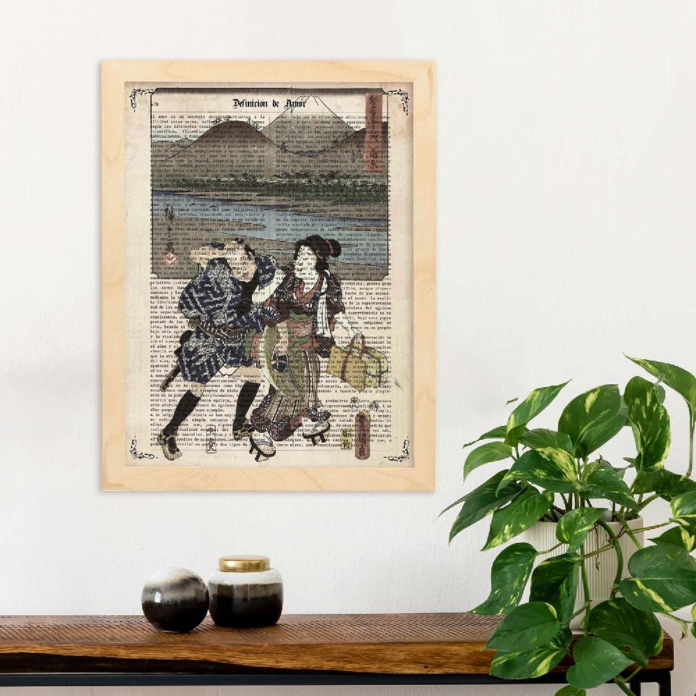 Nacnic Póster De Geishas Japonesas En El Lago Con Definiciones Culturales