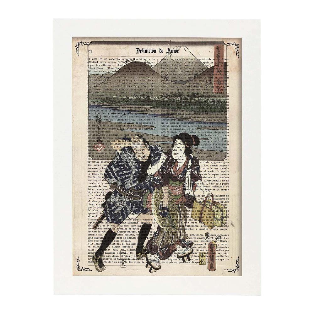 Nacnic Póster De Geishas Japonesas En El Lago Con Definiciones Culturales